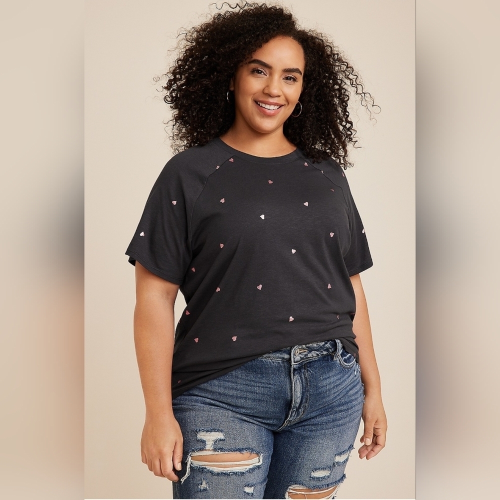 NEW! Maurcie's 24/7 Eden Metallic Heart Tee, NWT, Size L